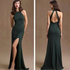NWT BHLDN Halter Gown Emerald Green